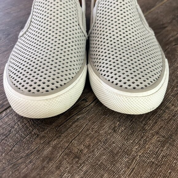 Sperry Seaside Perforated Leather Grey Slide On Shoes - Picture 2 of 7